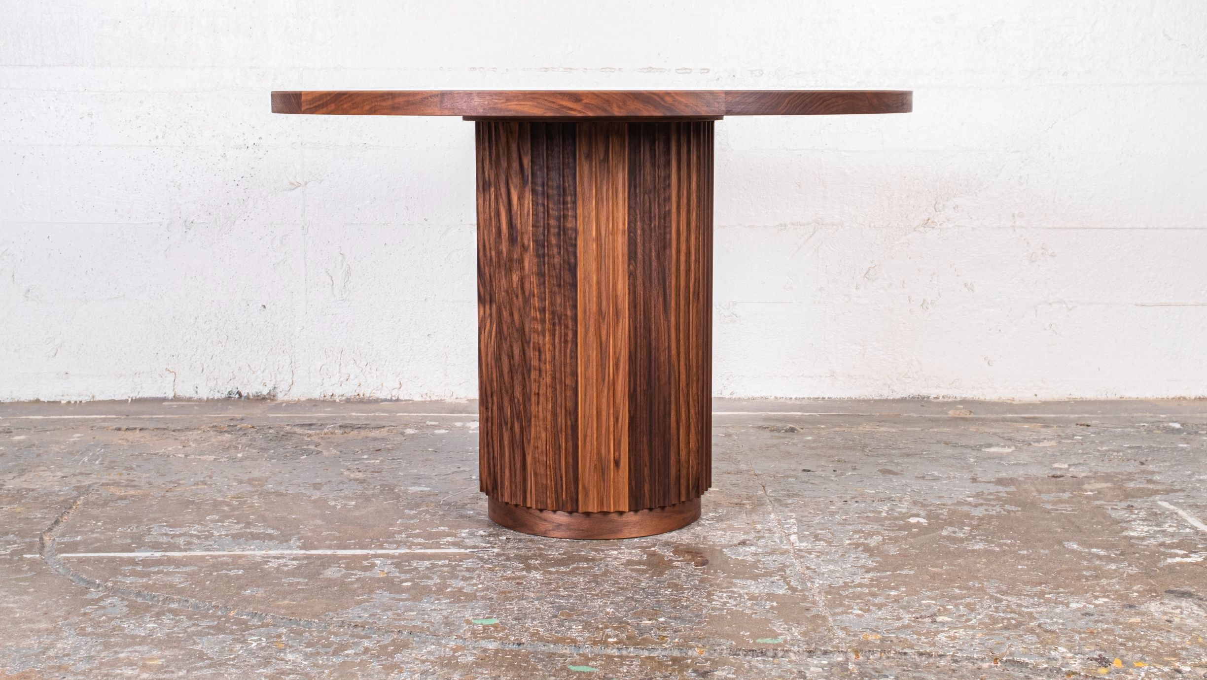 Custom built round wooden table